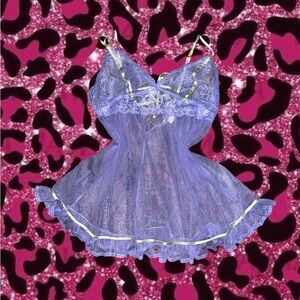 2000s Victoria’s Secret Purple mesh babydoll lingerie top